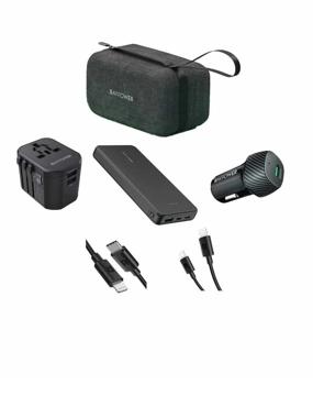 RavPower package 10,000 mAh battery + travel plug + car charger + Type-C to Lightning cable + Type-C to Type-C cable + handbag