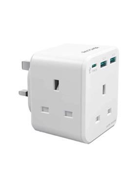 RavPower wall charger with three power ports, two USB ports, and a Type-C port