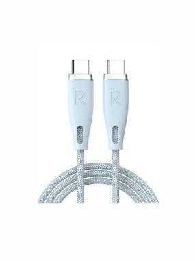 RavPower Type C to Type C Fabric Cable, 60 Watt, 1.2 Meter - Cyan