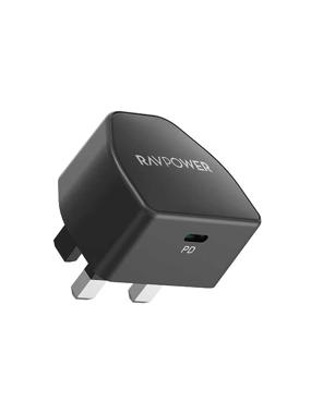 RavPower Wall Charger, 20 Watt, Type C Port - Black