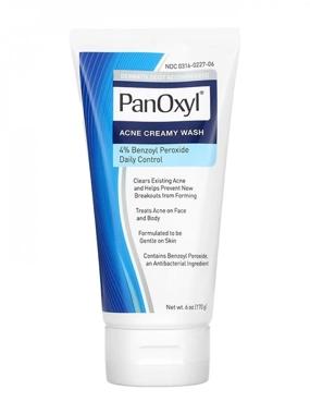 Acne Cream Wash Benzoyl Peroxide 4% Panoxyl 170g .