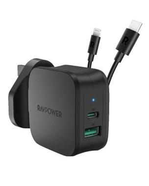 Ravpower 2-pack pd pioneer 20w 2-port wall charger combo 