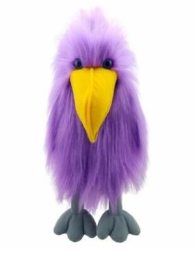 Purple bird hand puppet - with sound in beak