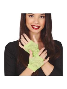 NEON GREEN MESH GLOVES 11 CMS