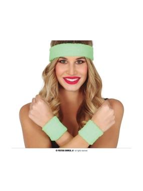 SET 2 WRISTBANDS AND HEADBAND GREEN