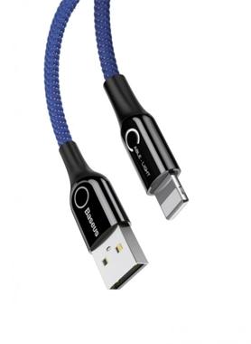 Baseus smart lightning cable c port with light indicator with auto power off 2.4a 1 meter blue