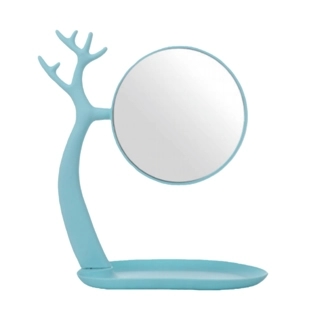 Blue Tree-Shaped Table Mirror with Tray Base