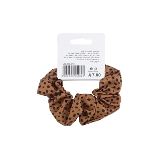 Brown Scrunchie with Black Polka Dot Pattern