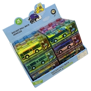 Diecast Pull-Back Vehicles Set for Kids, 18 Pieces