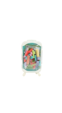 Colorful Building Blocks in Suitcase