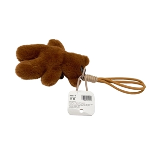 Plush Teddy Bear Keychain with Printed Bow