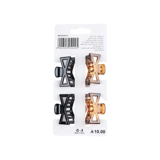 Set of 4 Hair Claws with Bow Tie Design in Brown and Black