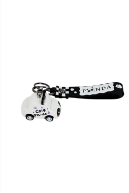Cute Panda Car Keychain with Cartoon Design