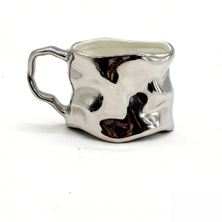Ceramic Cup with Modern Wavy Design