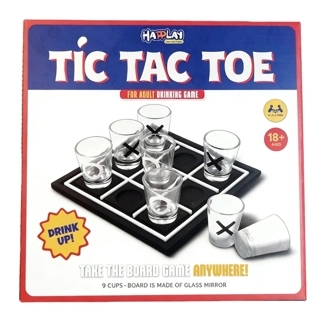 Adult Tic Tac Toe Drinking Game with Glass Shot Cups