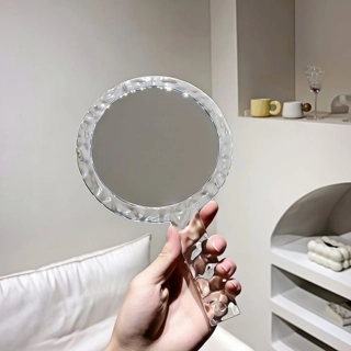 Transparent Handheld Mirror – Ripple Design