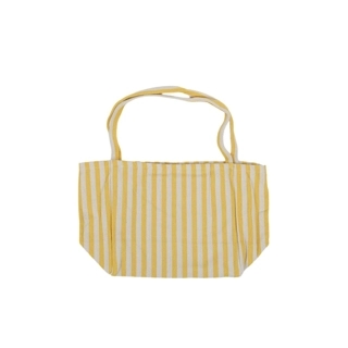 Yellow and White Striped Canvas Tote Bag