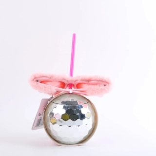 Disco Ball Tumbler with pink glasses set