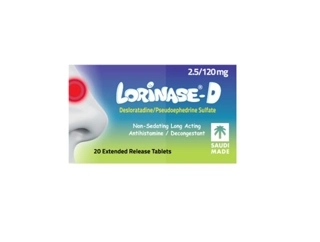 Lorinase-D 2.5/120 mg, Relieves Cold & Allergy - 20 Tablets