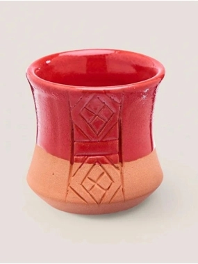 Pottery cup - red and brown