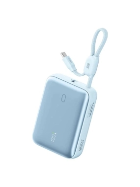 JODA Halo 10 22.5W 10000mAh Portable Battery with USB Port and Built-in Type-C Cable – Light Blue