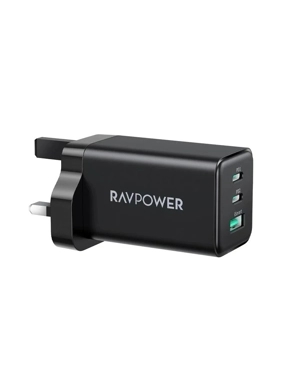 RAVPower PD Pioneer 65W Wall Charger – 2 USB-C & USB-A – Black