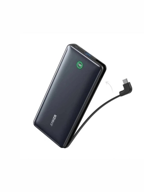 Anker Nano 20000mAh 30W Power Bank with Built-in USB-C Cable – Black