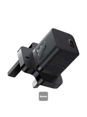 Baseus GaN 5 30W Type-C Mini Fast Charger Compatible With MacBook Pro/Air, iPad Pro, iPhone 15 Pro Max, Samsung S23 - Black