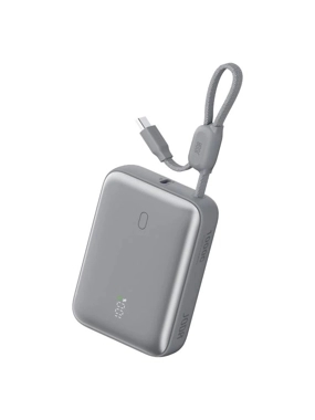 JODA Halo 10 22.5W 10000mAh Portable Battery with USB Port and Built-in Type-C Cable – Gray
