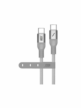 JODA Flex Nylon Braided Cable, 60W, Type-C to Type-C, 1.2m - Silver