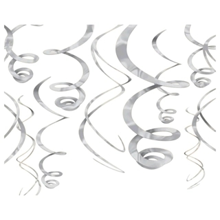 Silver Multi Plastic Swirl Hanging Decoration