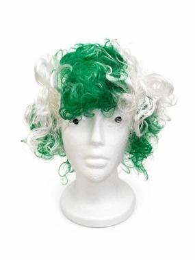 Green And White Curly Wig