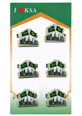 Skyline And Saudi National Flag Badge Set