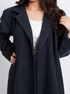 Heavy black abaya with a formal neckline