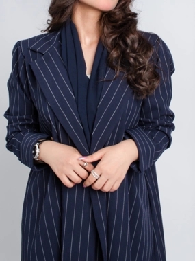 Navy blue striped formal abaya