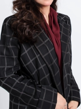 Black formal abaya with 3D square pattern