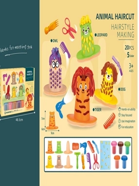 "Animal Haircut Clay Set – Hairstyle Making with Tools & Molds – Ages 3+ "