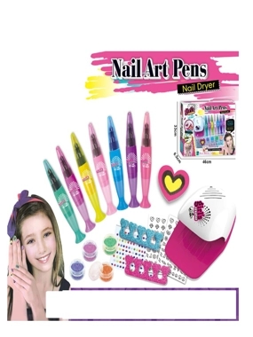 Original Nail Art Kit for Girls – Includes Nail Pens, Dryer, Stickers & Glitter – Size 46×33×6.5 cm – Fun Beauty Toy for Ages 6+