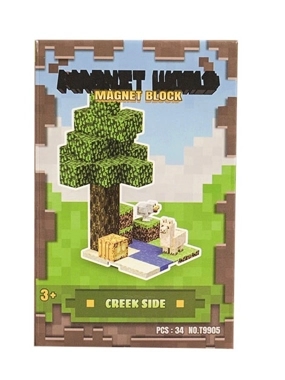 Original Magnetic Minecraft-Inspired Toy – Creek Side – 34 Pieces – Size 8.3×7.4×13 cm – Imaginative Play for Kids