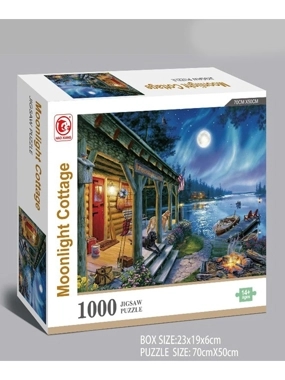 "1000-Piece Puzzle – “Moonlight Cottage” for Adults | Finished Size: 70×50 cm | Premium Relaxation Jigsaw "