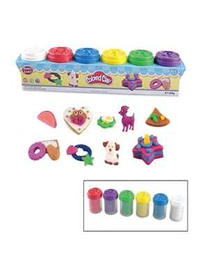 "Original Colored Clay Set – 6 Tubs of Soft Dough – Size 32.6×5.4×4.8 cm – Creative Toy for Kids Ages 3+ "