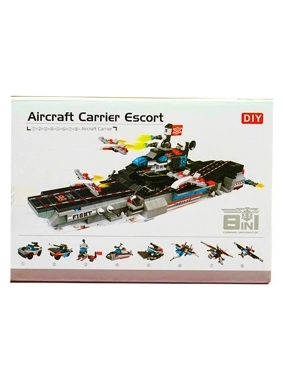 "Original Aircraft Carrier Building Blocks – 8 Transforming Military Sets – Mini Block Series – Size 18.5×13×4 cm – For Kids Ages 6+ "