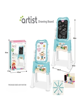 "Double-Sided Drawing Board for Kids with Art Supplies – Adjustable & Foldable – Size: 43×11×57 cm "