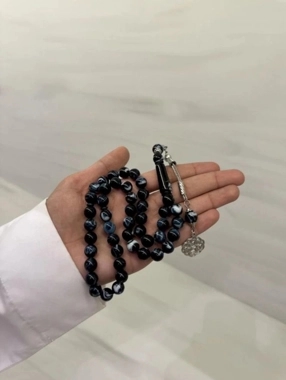 Navy Marble Bakelite Rosary with Turkish Trabzon