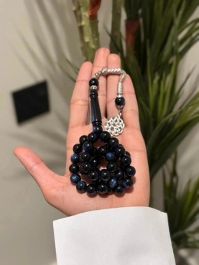Navy Blue Bakelite Rosary with Turkish Trabzon