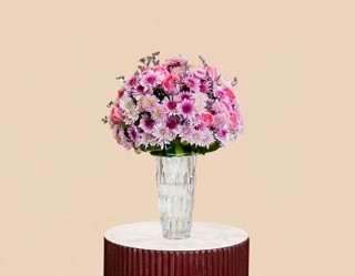 Pink Rose and Chrysanthemum Vase