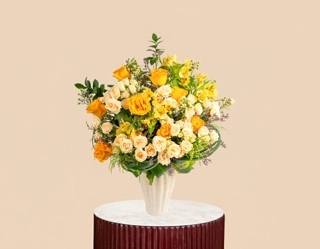 Orange Rose and Alstroemeria Vase