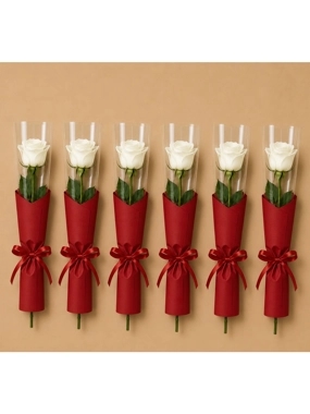 White Rose Collection with Red Wrapping