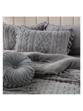 Lina winter Single and half-size Grey luxury faux fur comforter – 6 pieces.