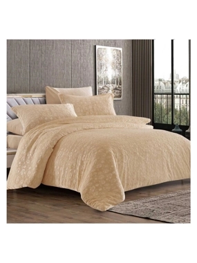 PIANA Luxury Winter Comforter Set – Queen Size 200x150 cm – Embossed Velvet – Beige– 4 Pieces